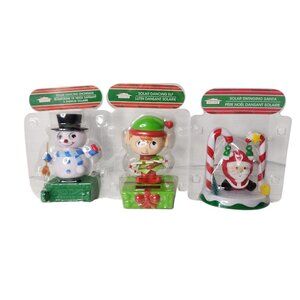 Three Solar Dancing Toys Snowman Swinging Santa Solar Dancing Elf